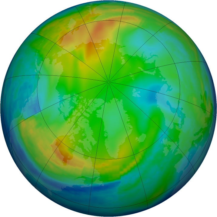 Arctic ozone map for 08 January 1993